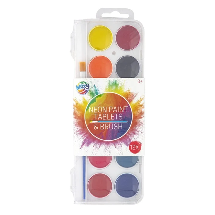 Neon Watercolors, Set of 12 + Brush