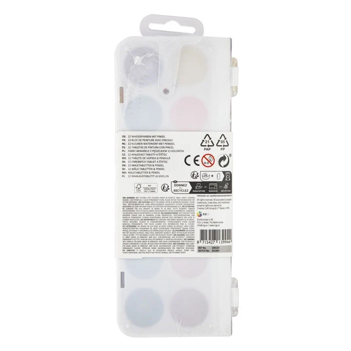 Neon Watercolors, Set of 12 + Brush