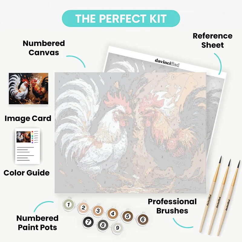 Fighting Roosters - Paint by Numbers Kit