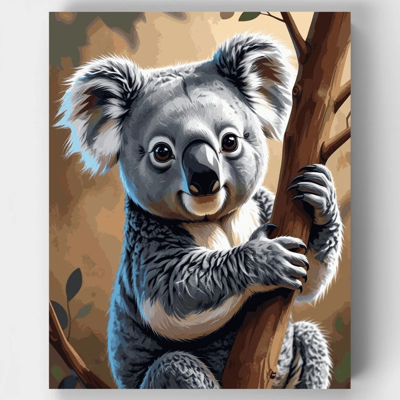 Adorable Koala Clinging to Tree - Paint by Numbers Kit