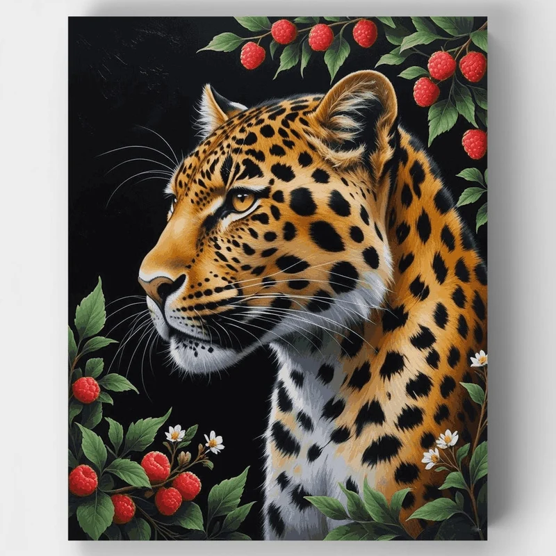 Majestic Leopard with Berries - Paint by Numbers Kit