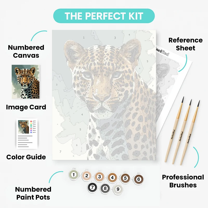 Majestic Leopard Portrait - Paint by Numbers Kit