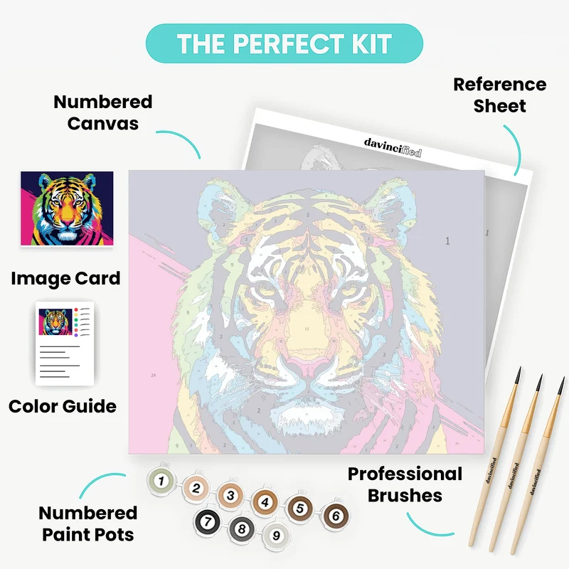 Vibrant Pop Art Tiger Portrait - Paint by Numbers Kit