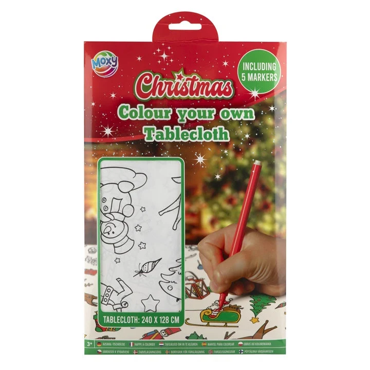 Christmas Tablecloth to Color with Markers, 240x128 cm