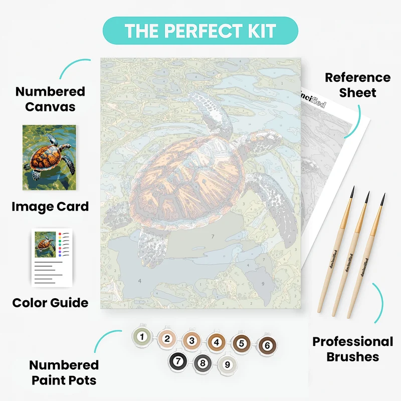 Sea Turtle in Crystal Waters - Paint by Numbers Kit