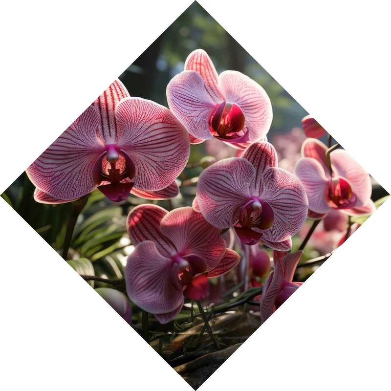 Aluminiumbild gebürstet Beeindruckende Orchideen im Naturparadies Raute