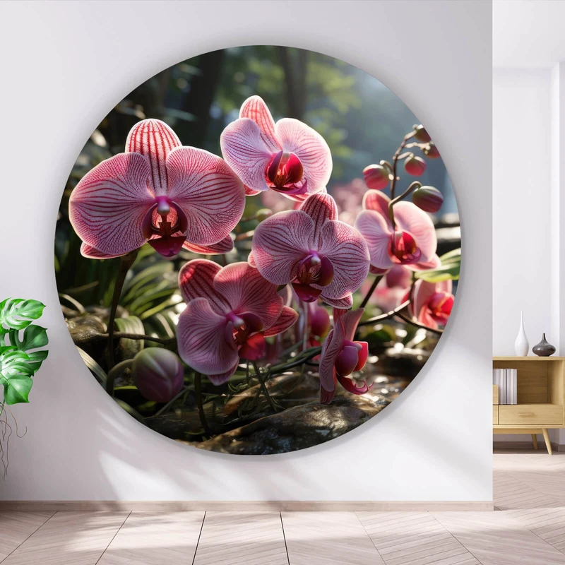 Aluminiumbild gebürstet Beeindruckende Orchideen im Naturparadies Kreis