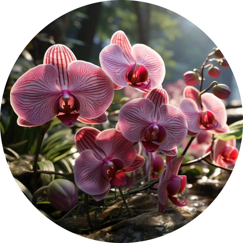 Aluminiumbild gebürstet Beeindruckende Orchideen im Naturparadies Kreis
