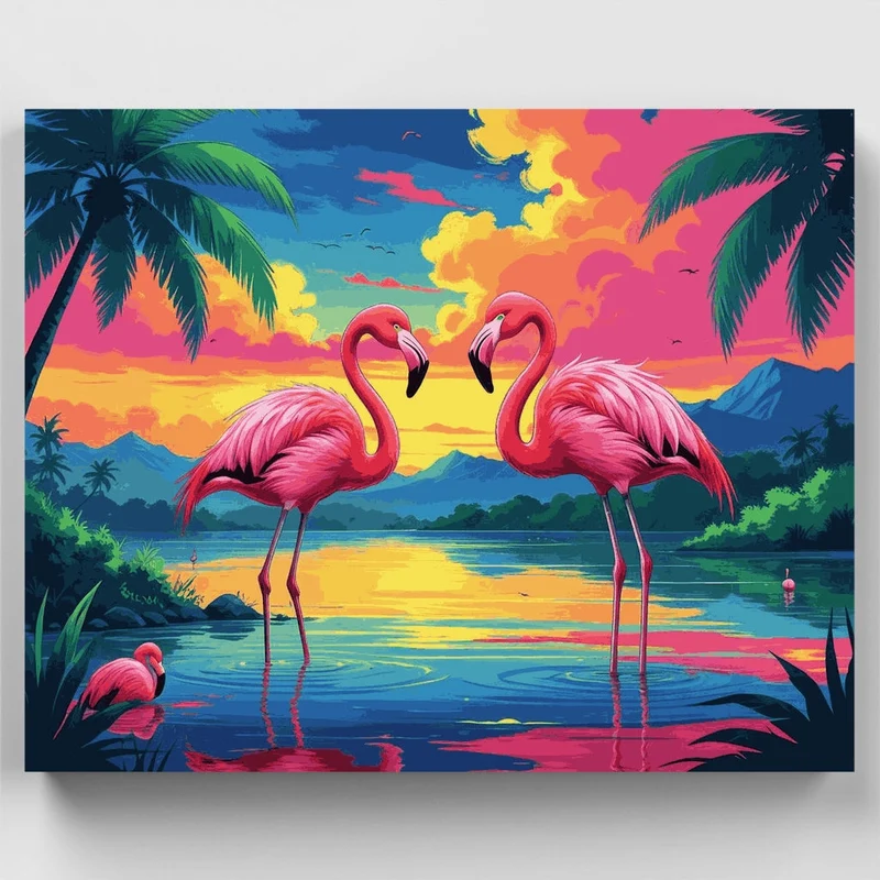 Flamingos in Paradise - Paint by Numbers Kit