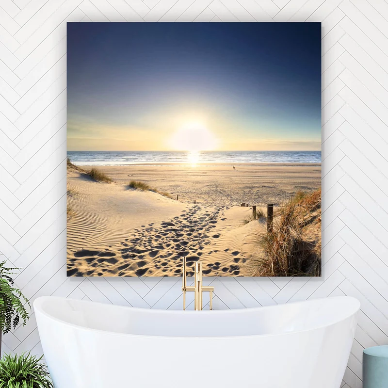 Spannrahmenbild Atemberaubende Strandlandschaft Quadrat