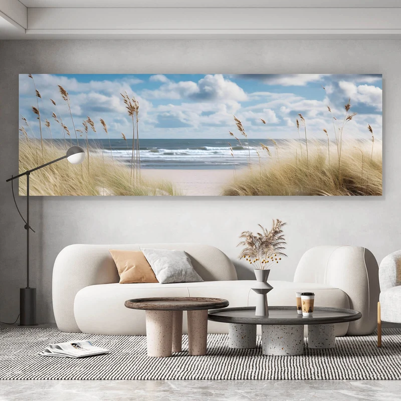 Poster Strandlandschaft mit sanften Dünen Panorama