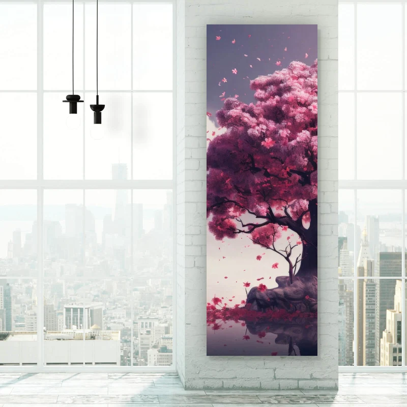 Acrylglasbild Beeindruckender Baum auf stiller Wasserfläche Panorama Hoch