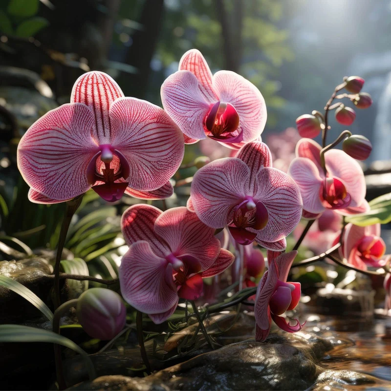 Poster Beeindruckende Orchideen im Naturparadies Quadrat