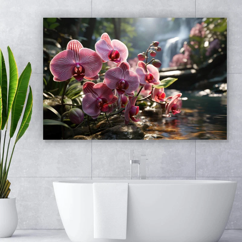 Acrylglasbild Beeindruckende Orchideen im Naturparadies Querformat