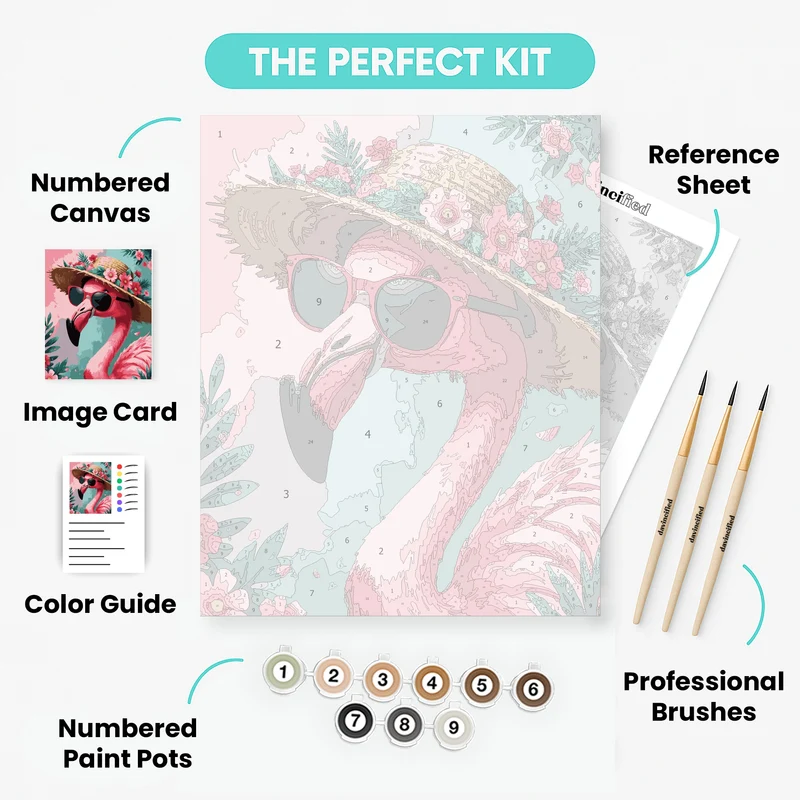 Tropical Flamingo in Sunglasses - Paint by Numbers Kit