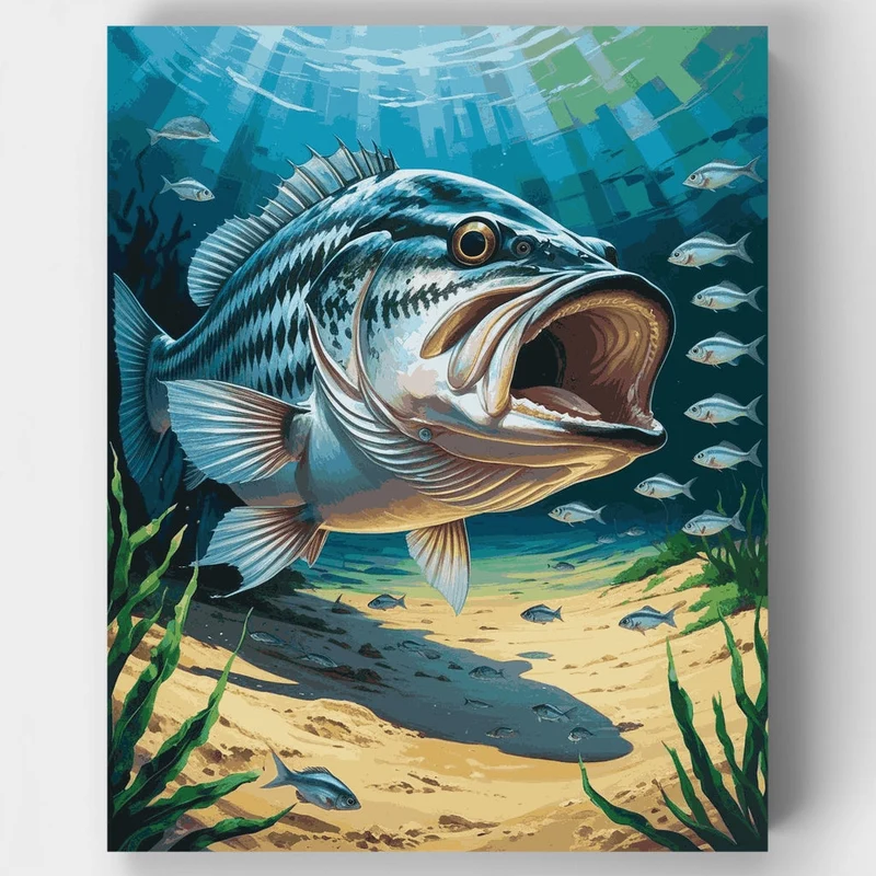 Bass Fish Underwater - Paint by Numbers Kit