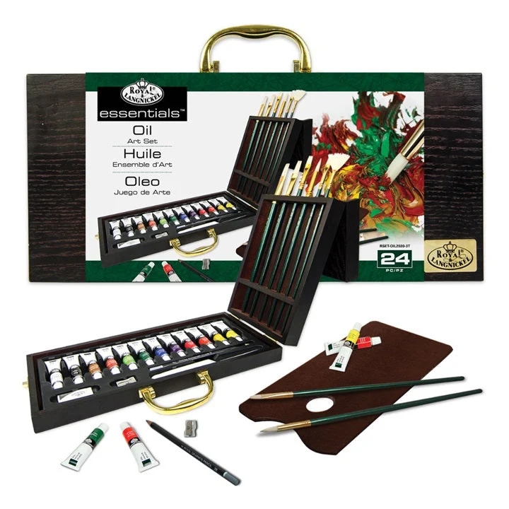Oil Paint Set with Accessories in a Case, 24 Pieces