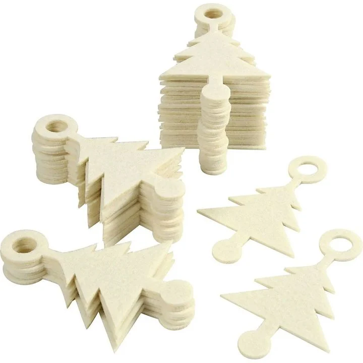 Christmas Felt Tree Decoration, Set of 4