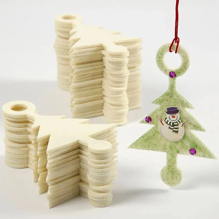Christmas Felt Tree Decoration, Set of 4