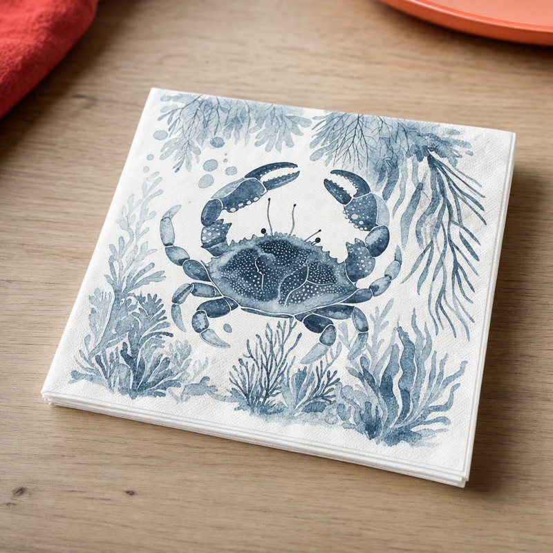 Decoupage Napkins With Sea Creature Motifs