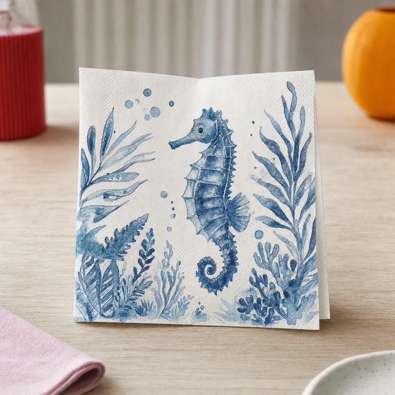 Decoupage Napkins With Sea Creature Motifs