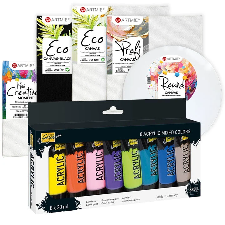 Solo Goya Large Set of Mini Canvases and Acrylic Paint Sets