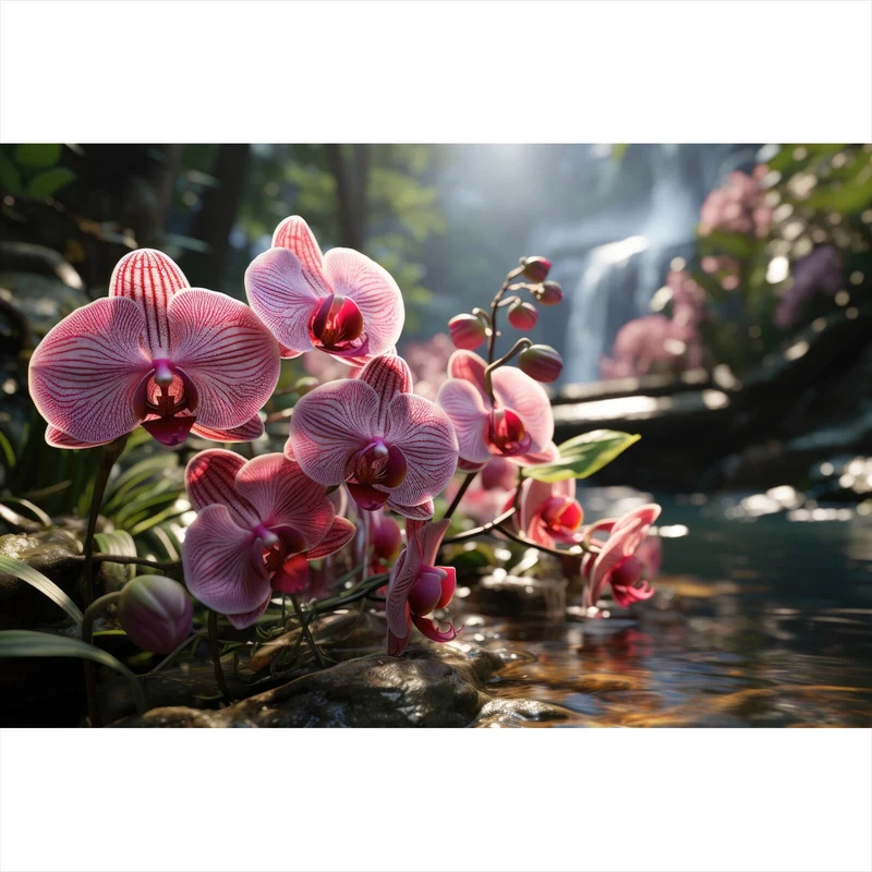 Leinwandbild Beeindruckende Orchideen im Naturparadies Querformat