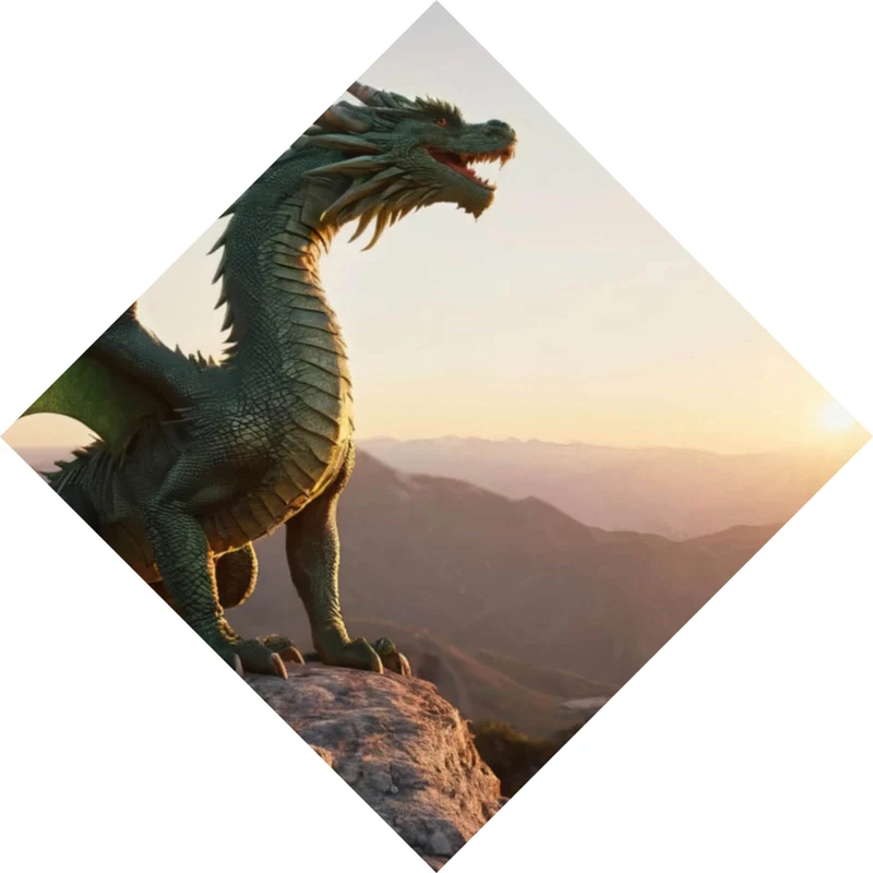 Aluminiumbild Majestätischer Drache auf Felsen Raute
