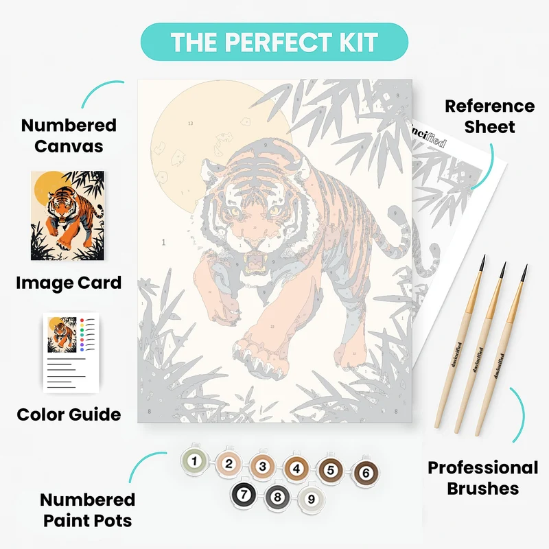 Leaping Tiger in Bamboo Forest - Paint by Numbers Kit