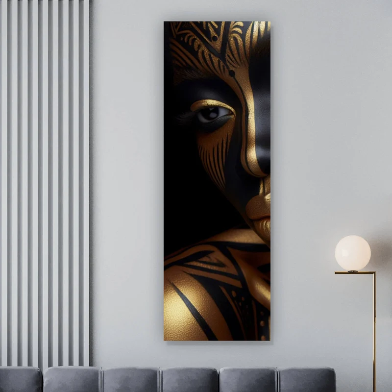 Aluminiumbild Frauenporträt Tribal Modern Art Panorama Hoch