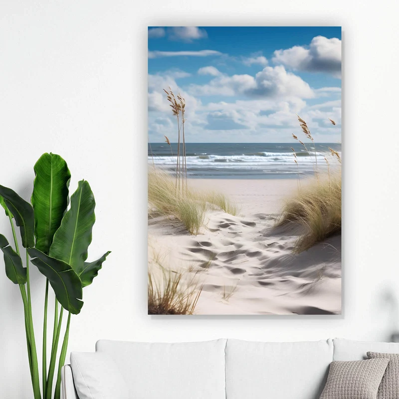Poster Strandlandschaft mit sanften Dünen Hochformat