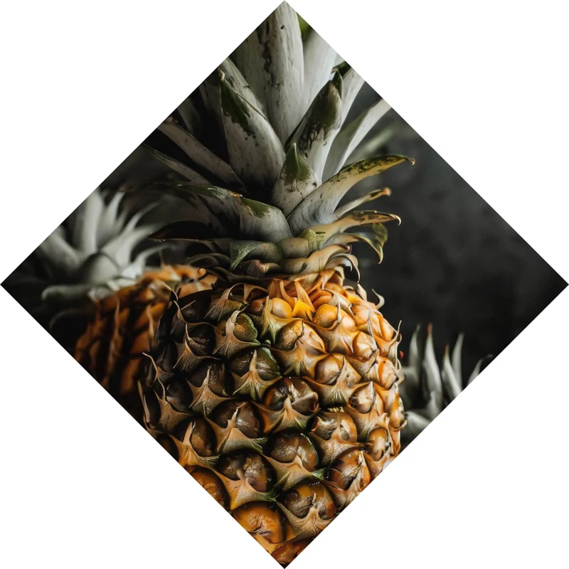 Aluminiumbild Fruchtige Ananas auf Leinentuch Raute