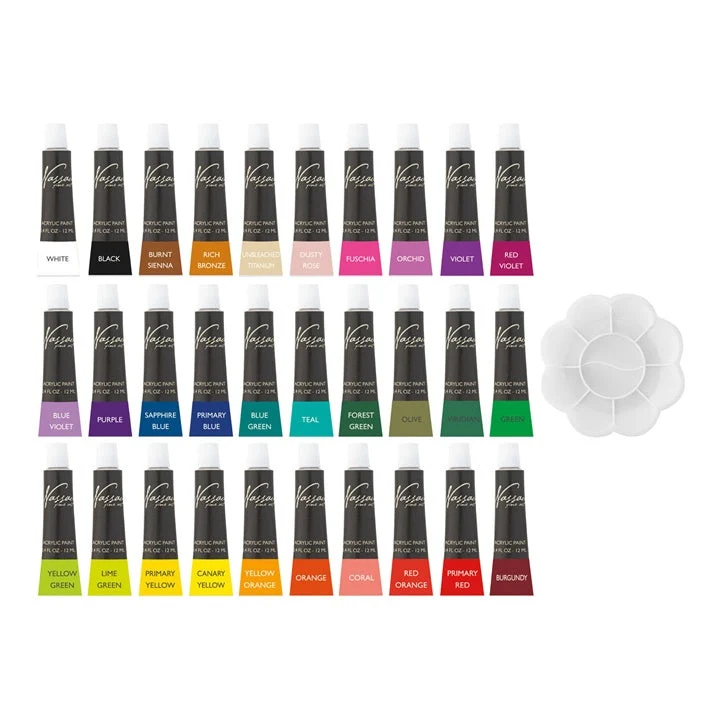 Nassau Fine Art Large Set of Acrylic Paints - 30 x 12 ml