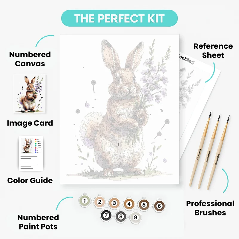 Bunny with Purple Flowers - Paint by Numbers Kit