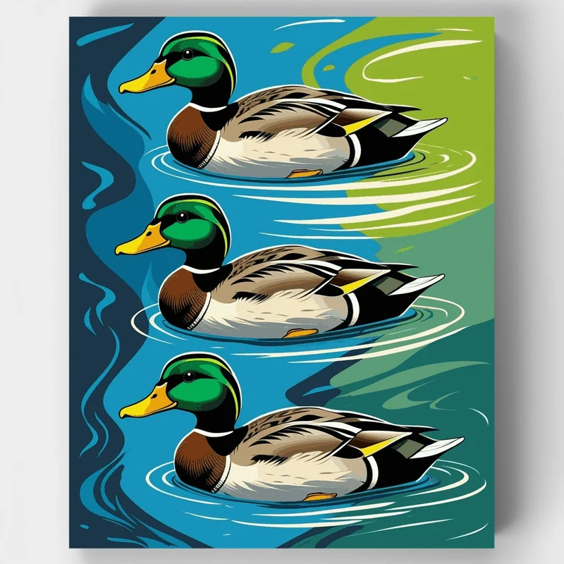 Mallard Ducks on Water - Paint by Numbers Kit