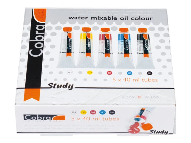 COBRA Water-Mixable Oil Paints Study Set of 5, 5 x 40 ml