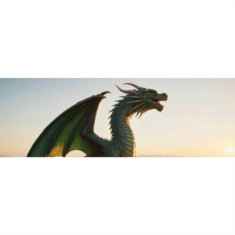 Poster Majestätischer Drache auf Felsen Panorama