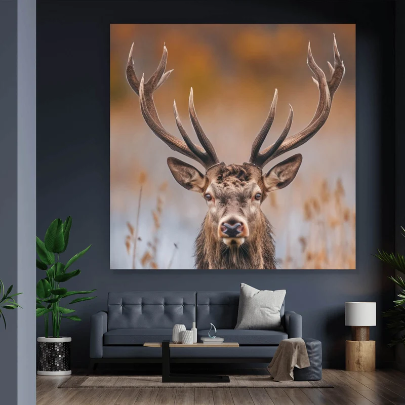 Spannrahmenbild Majestätischer Hirsch in der Natur Quadrat
