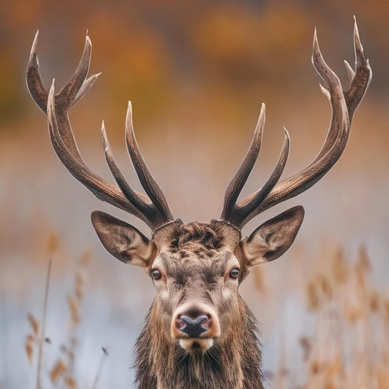 Aluminiumbild gebürstet Majestätischer Hirsch in der Natur Quadrat
