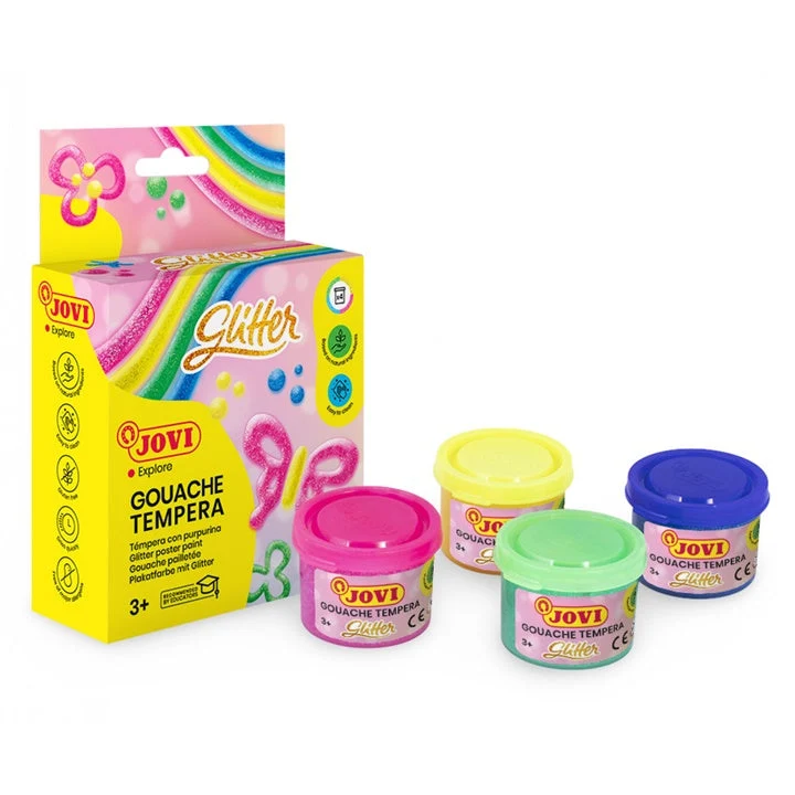 JOVI Glitter Tempera Paints, Set of 4, 4 × 35 ml