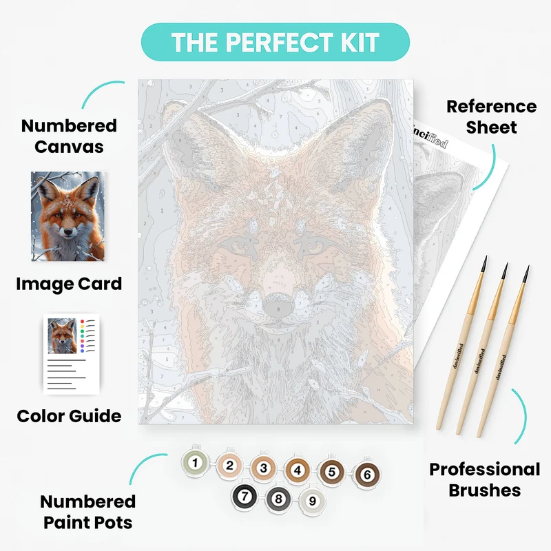 Winter Fox in Snowy Forest - Paint by Numbers Kit