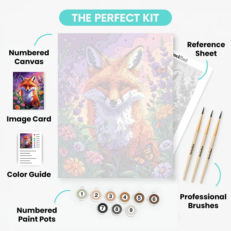 Vibrant Fox in Lavender Garden - Paint by Numbers Kit