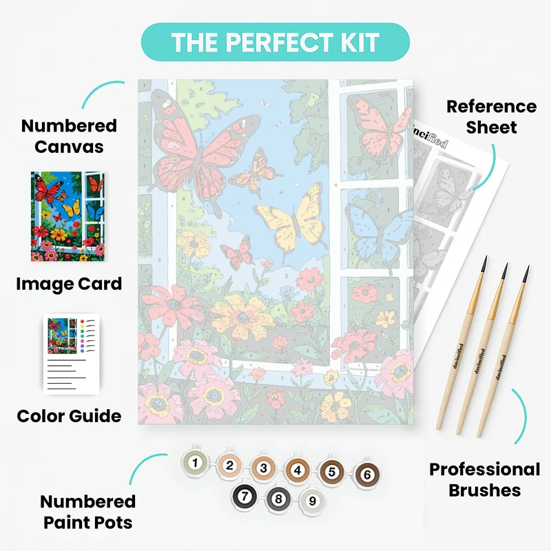 Colorful Butterflies in Bloom - Paint by Numbers Kit