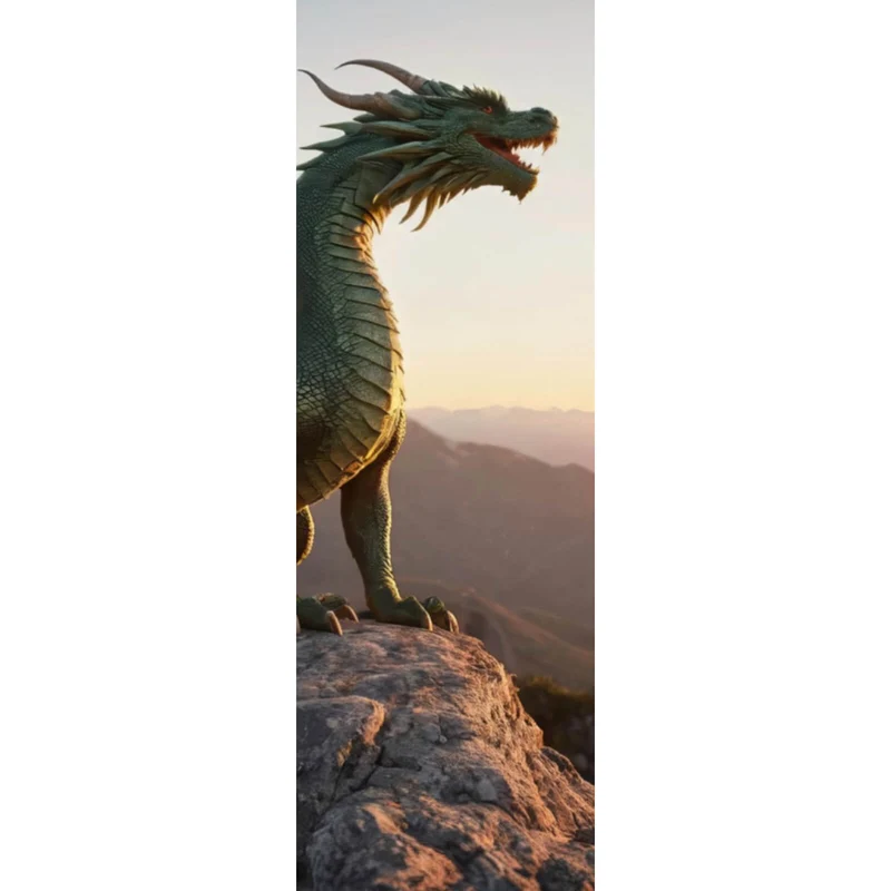 Aluminiumbild Majestätischer Drache auf Felsen Panorama Hoch