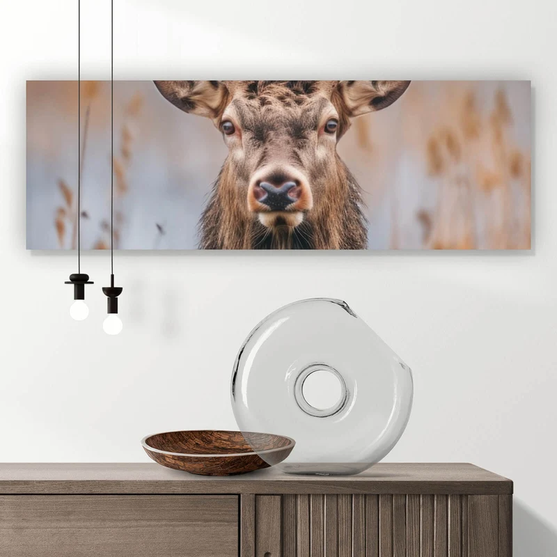 Spannrahmenbild Majestätischer Hirsch in der Natur Panorama