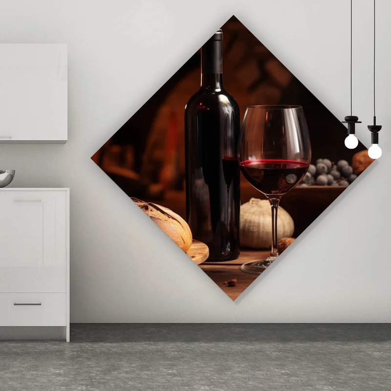 Spannrahmenbild Brot Wein bei Kerzenlicht Ambiente Raute