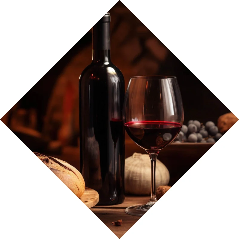 Acrylglasbild Brot Wein bei Kerzenlicht Ambiente Raute