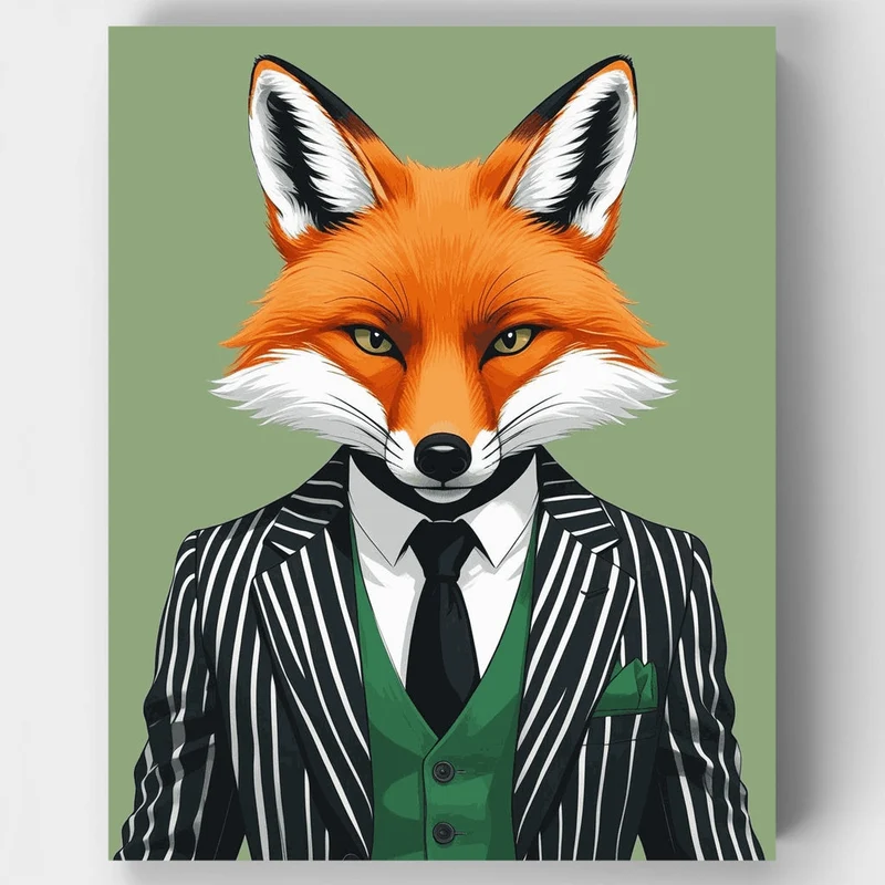 Dapper Fox in Striped Suit - Paint by Numbers Kit