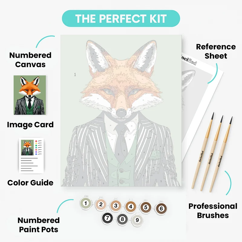 Dapper Fox in Striped Suit - Paint by Numbers Kit