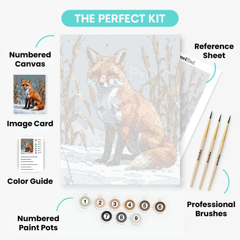 Fox in Winter Cornfield - Paint by Numbers Kit